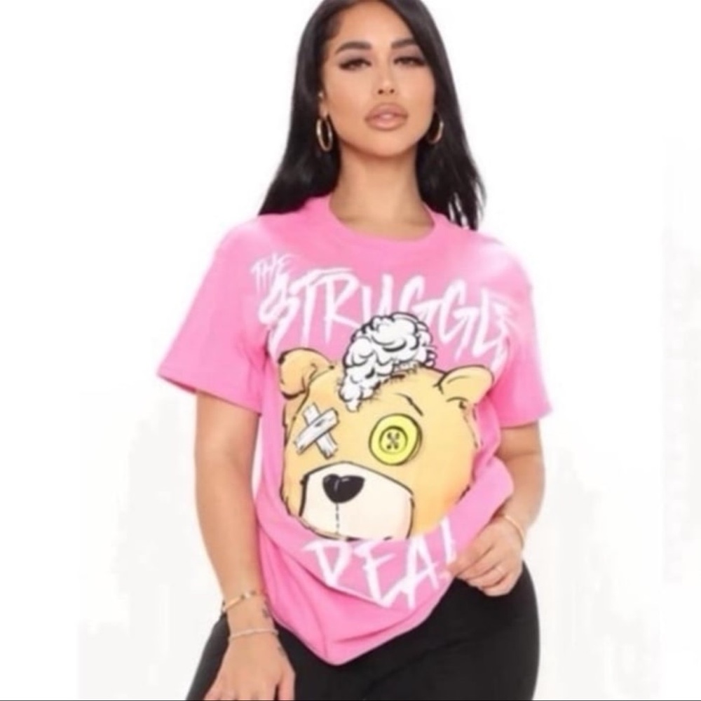 Fashion Nova The Struggle Is Real Pink Graphic Tee